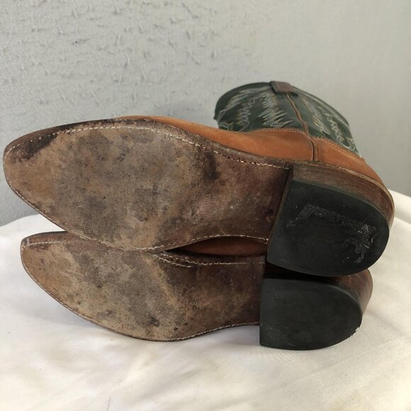 Lucchese 1883 Boots Womens Size 6.5 Brown Green Leather Western Cowboy Cowgirl - Picture 9 of 16